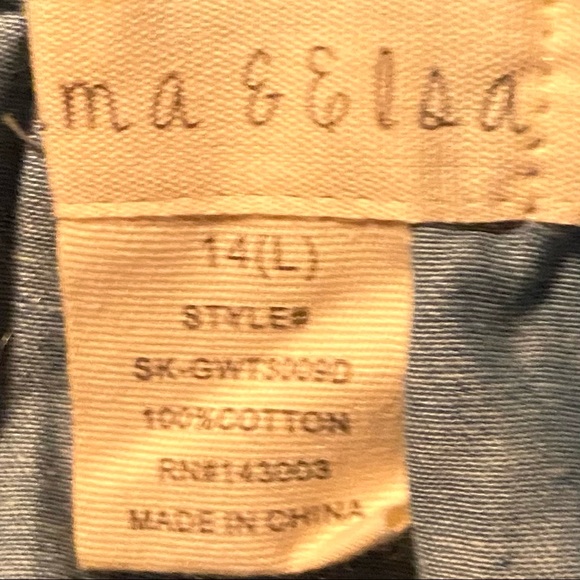 Emma & Elsa Girls Top Gathered Neck and White Trim - Picture 6 of 7